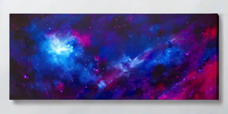 Image similar to a beautiful dramatic abstract acrylic high contrast painting on a white background of geometric shaped nebula by viktoria lapteva trending on artstation