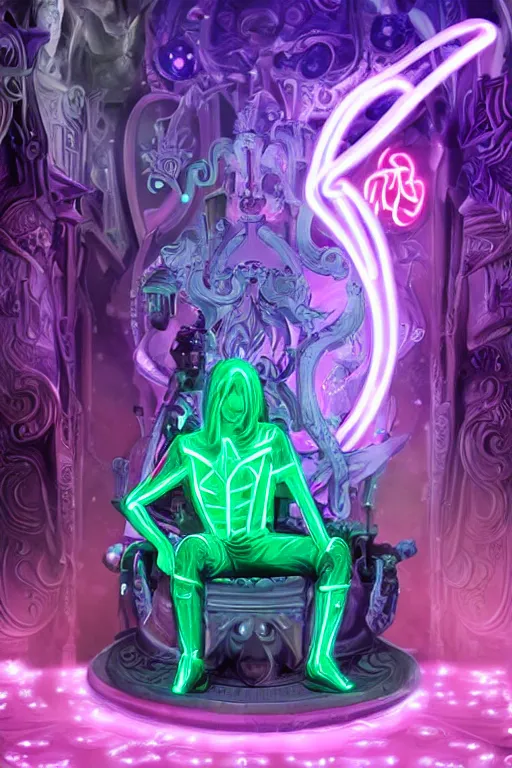 Prompt: fantasy medeival and cyberpunk style white neon statue of a muscular attractive tan male macho dotado android reclining sim roupa con piroca dura, glowing pink face, white baseball cap, green steampunk lasers, emeralds, swirling white silk fabric. futuristic elements. prismatic liquid rainbow light, full-length view. space robots. human skulls. throne made of bones, intricate artwork by caravaggio. Trending on artstation, octane render, cinematic lighting from the right, hyper realism, octane render, 8k, depth of field, 3D