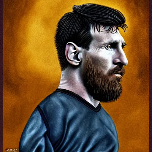 Prompt: lionel messi looking angry, d & d, fantasy, intricate, elegant, highly detailed, digital painting, artstation, concept art, matte, sharp focus, illustration, art by gertrude abercrombie