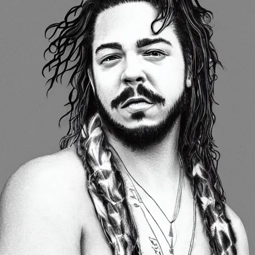 Prompt: post malone, detailed, clean, realistic