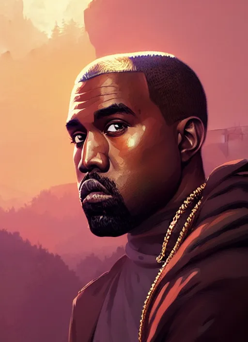 Image similar to highly detailed portrait kanye west in gta v stephen bliss unreal engine fantasy art by greg rutkowski loish rhads ferdinand knab makoto shinkai lois van baarle ilya kuvshinov rossdraws tom bagshaw global illumination radiant light detailed intricate environment