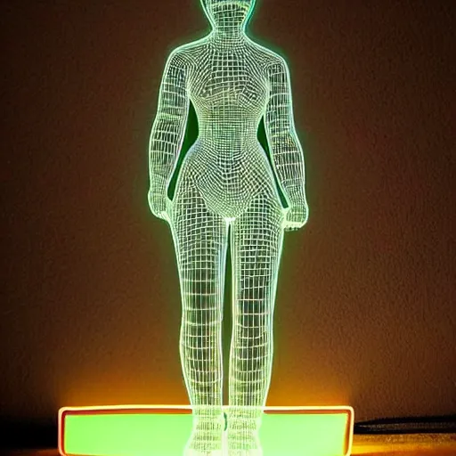 Image similar to 3 d neon art of a womens body, amazing detail