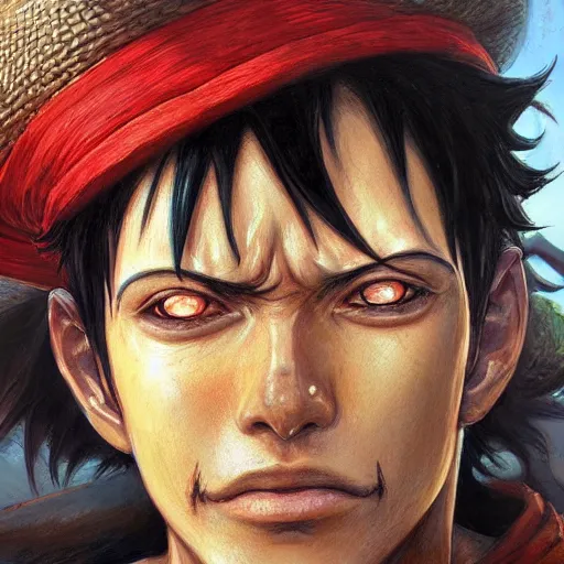 Image similar to luffy from one piece as a realistic fantasy d & d character, close - up portrait art by donato giancola and greg rutkowski, realistic face, digital art, trending on artstation