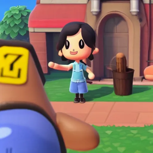 Prompt: Film still of Gal Gadot, from Animal Crossing: New Horizons (2020 video game)