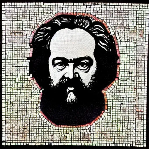 Prompt: Karl Marx, Orthodox mosaic