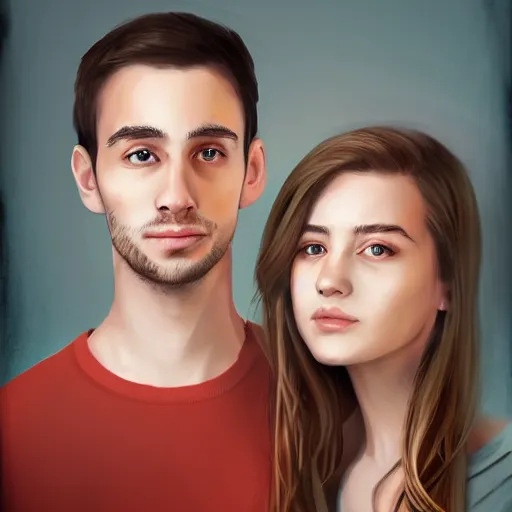 Image similar to portrait of a young couple by the most trending digital artists