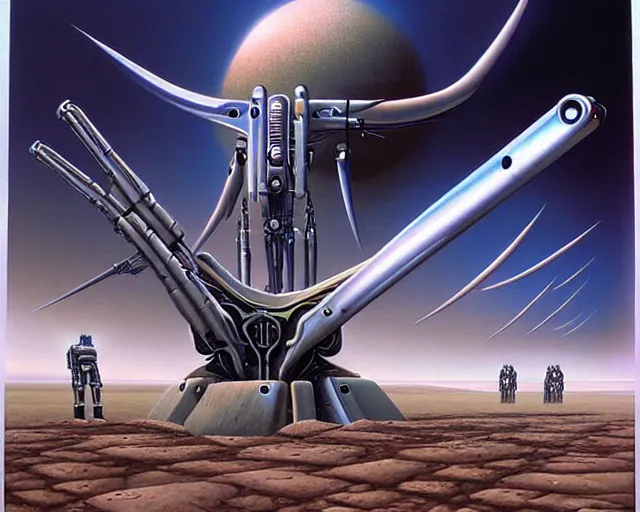 Image similar to The tripods, sci-fi cinematic scene by Jim Burns