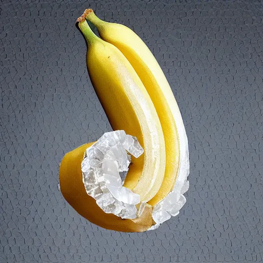 Image similar to A banana made of crystal.