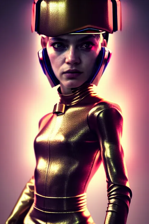 Image similar to hyperdetailed portrait of one stunningly beautiful european girl androgynous guard made of iridescent metals, smoke, leds, inspired by helmet newton, ross tran and wlop and masamune shirow and kuvshinov, concept art, intricate, photorealistic, octane render, rtx, hdr, unreal engine, dnd digital art by artgerm fine face