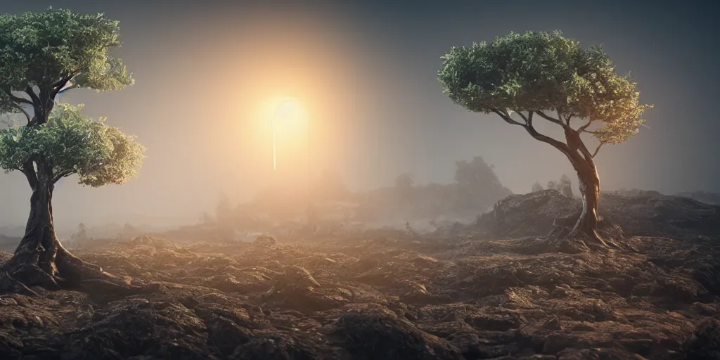 Image similar to futuristic tree of the last tree on earth, octane render, professional lighting, unreal engine 5