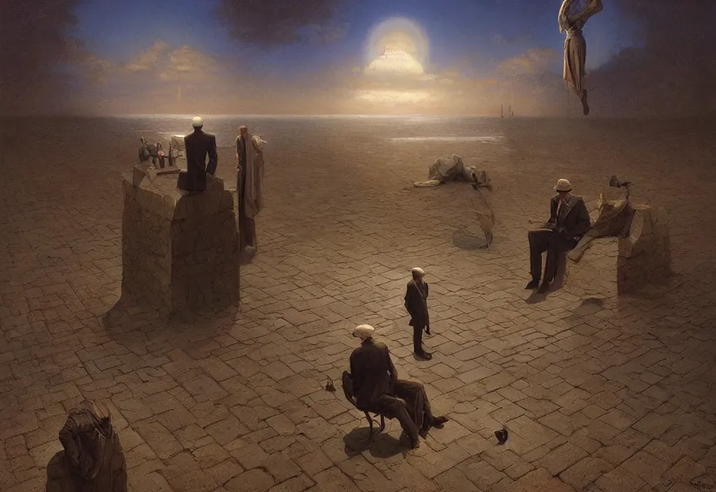 Image similar to thoughts of dreams, art by james gurney and greg rutkowski, surrealism by salvador dali, very detailed, high resolution, inspired by rene magritte, volumetric lighting