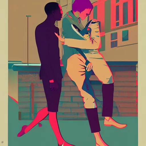 Image similar to poster by tomer hanuka, real lgbt love