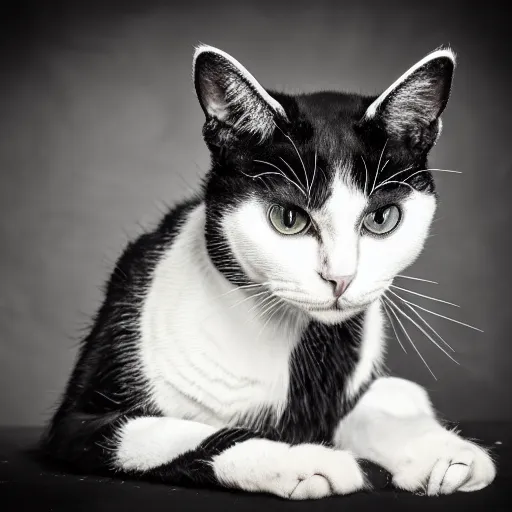 Image similar to black metal cat with corpse paint, studio photography