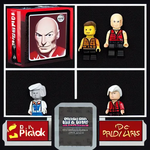 Image similar to Captain Picard, Commander Riker, Data, Geordi Lego figurine, Starfleet uniform