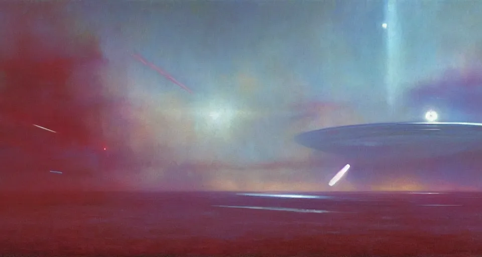 Prompt: masterpiece oil painting by the great famous sci - fi artist john harris.