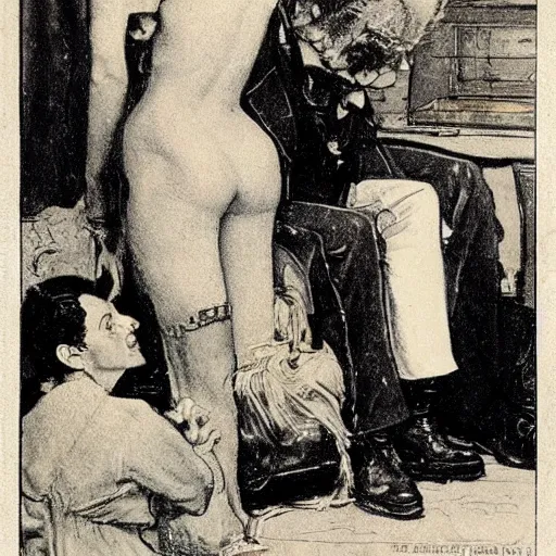 Prompt: abe lincoln is a stripper, style of norman rockwell, rule of thirds, sharp.
