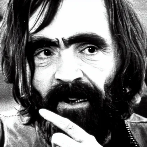 Image similar to charles manson as an 8 0 s action movie star