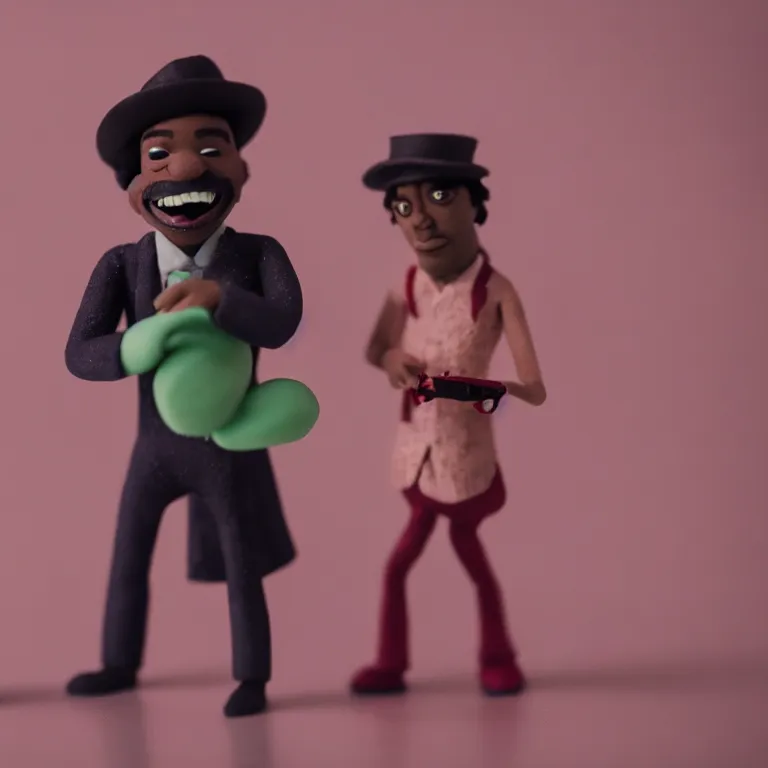 Prompt: a cinematic film still of a claymation stop motion film hey ya! music video outkast, shallow depth of field, 8 0 mm, f 1. 8