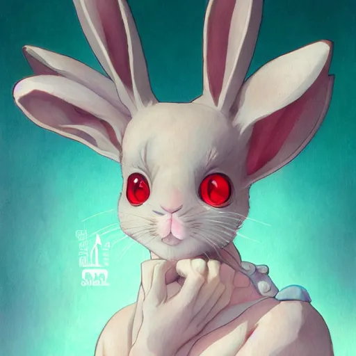 Prompt: kawaii rabbit bunny animal character girl, head shot, lee jin - eun by nicola samuri, m. w. kaluta, peter mohrbacher, rule of thirds, seductive look, beautiful