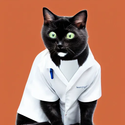 cat wearing a lab coat, highly detailed, 4 k