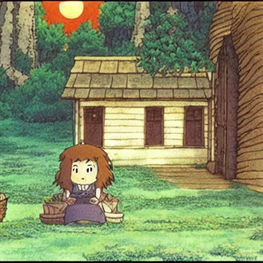 Prompt: still from studio ghibli movie little house on the prairie, Hayao Miyazaki, studio ghibli still