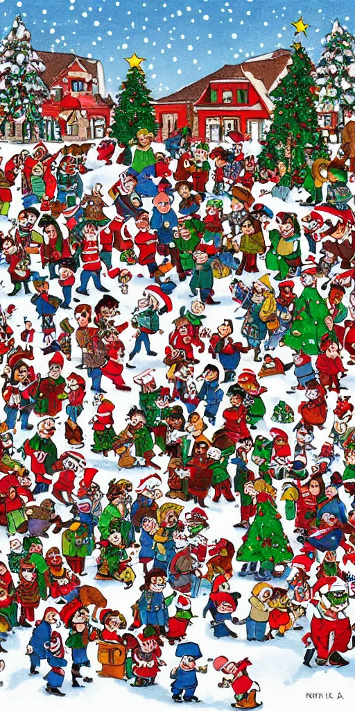 Image similar to a christmas scene by where's waldo