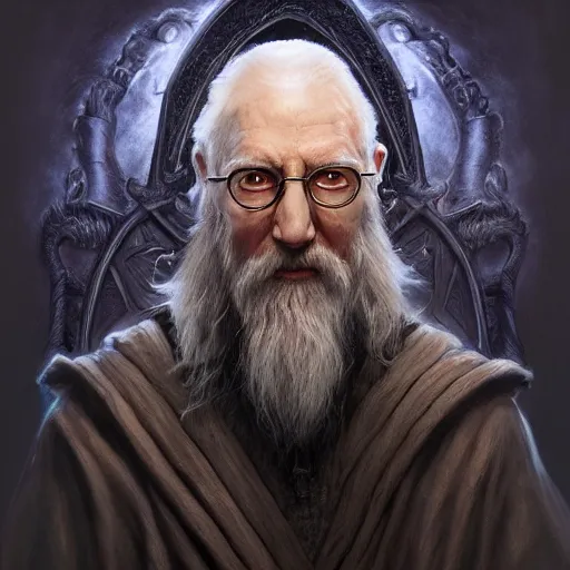 Image similar to elderly male wizard in dark eldritch robes, highly detailed, d & d, fantasy, highly detailed, digital painting, trending on artstation, concept art, sharp focus, illustration, global illumination, shaded, art by artgerm and greg rutkowski and fuji choko and viktoria gavrilenko and hoang lap
