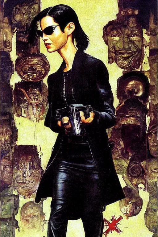 Image similar to Neo from Matrix painted by Norman Rockwell