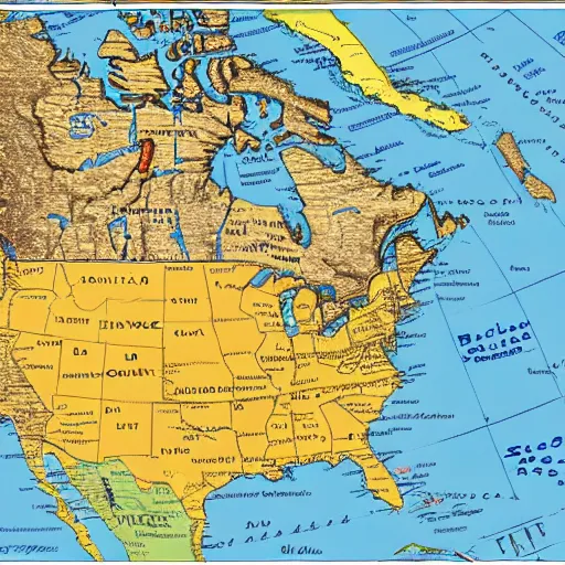 Prompt: north america map with names