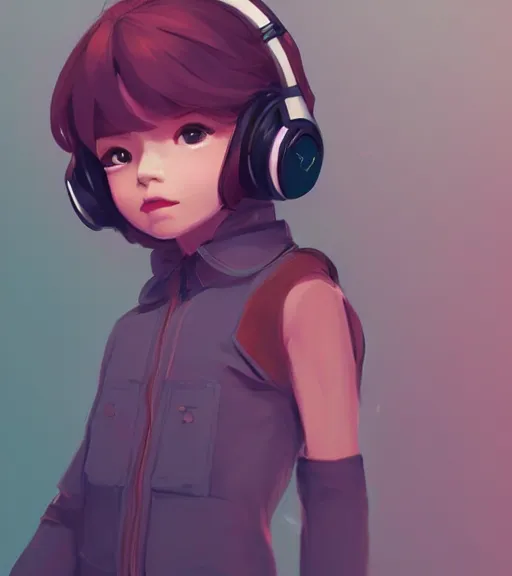 Prompt: beautiful little girl character inspired by 9 0's fashion and by madeline from celeste, art by rossdraws, wlop, ilya kuvshinov, artgem lau, sakimichan and makoto shinkai, concept art, headphones, anatomically correct, extremely coherent, realistic, smooth hd