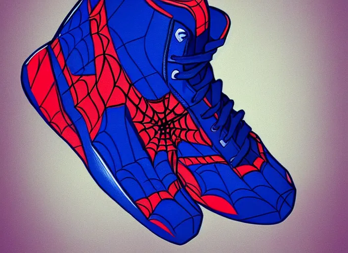 Image similar to basketball sneakers concept of spider - man, trending on artstation, smooth, sharp focus