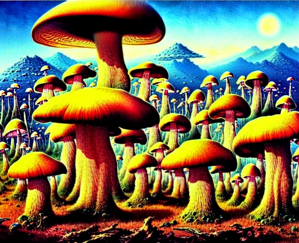 Image similar to amazing mushroom landscape by bruce pennington,