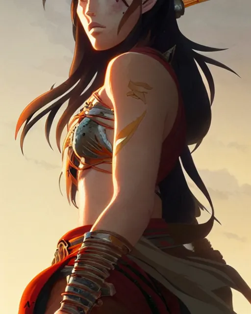 Prompt: azctec warrior, megan fox, detailed perfect face, exquisite details, fire magic, full view, by studio muti, greg rutkowski makoto shinkai takashi takeuchi studio ghibli