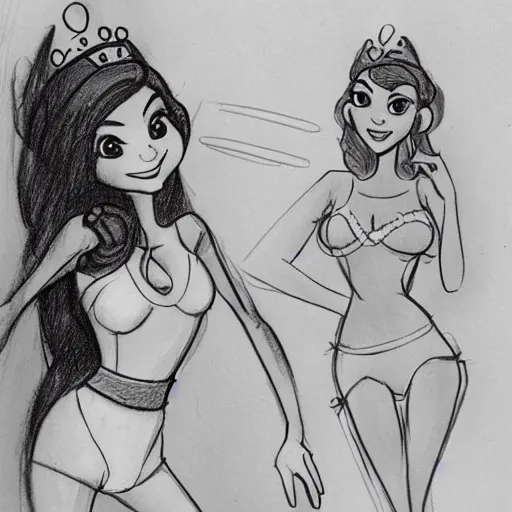 Image similar to milt kahl sketch of victoria justice with kim kardashian body as princess daisy from super mario bros