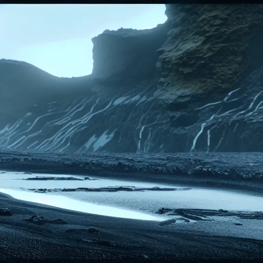 Image similar to deathstranding landscape, iceland landscape, ultra realistic, art by hideo kojima, artstation, concept art, decima engine