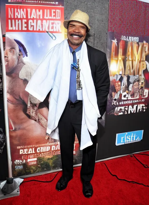 Image similar to david alan grier holding his favorite lamp and towel combo on the red carpet