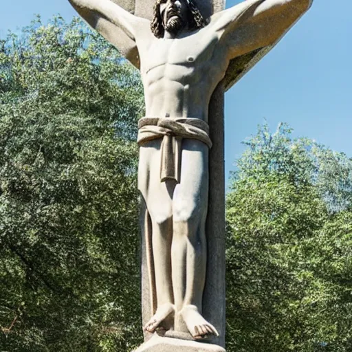 Image similar to giant concrete statue of Jesus Christ on a cross