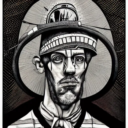 Image similar to A drummer wearing a fez by Android Jones and M. C. Escher collaboration