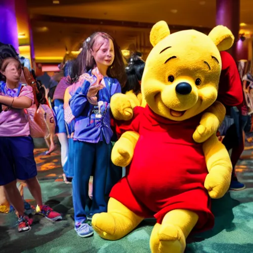 Image similar to xi jingping hugging winnie the pooh at disney world florida, Getty Images, 4k, DLSR