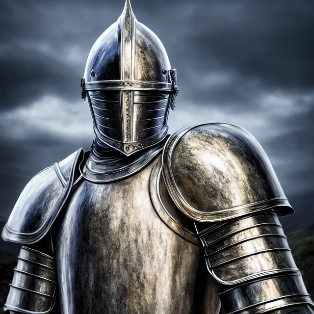 Image similar to knight, fantasy, reflect, highly detailed, 4 k, hdr, smooth, sharp focus, high resolution, award - winning photo, photorealistic