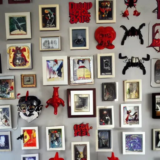 Prompt: diablerie collection on a wall