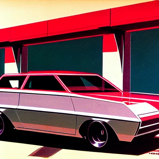 Image similar to concept art meat smoker car, illustrated by syd mead, high quality