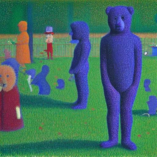 Prompt: a teddy bear production of die walkure, from the terrifying and incomprehensible beyond, body horror, by david hockney, seurat