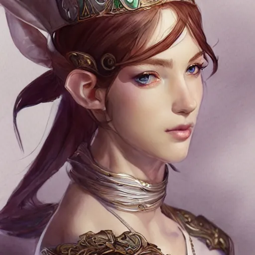 Prompt: Portrait of a young, beautiful and elegant elf queen, full of details, Watercolor painting，concept art, smooth, by krenz cushart and wlop ，trending on cgsociety and artstation，8kHDR，light effect，-H 768