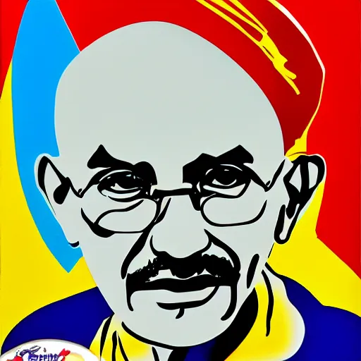 Prompt: mahatma gahndi pop art