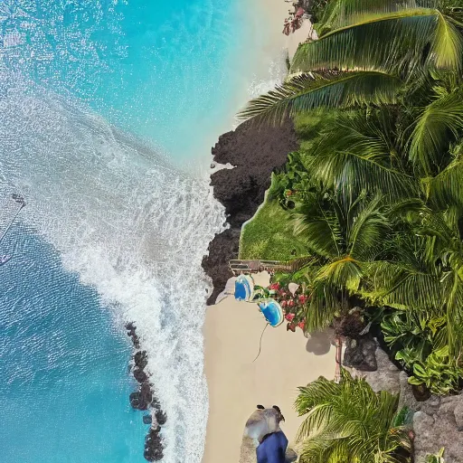 Prompt: Politician relaxing in Hawaii, hidden camera footage