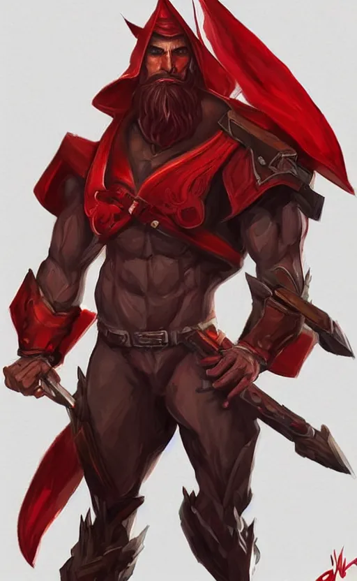 Image similar to a mindblowing red wizard, chad, handsome, super buff and cool, very detailed, sharp, matte, concept art, illustration, digital art, overwatch style, dnd, muscular, body builder