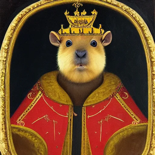 Rat King Wearing a Medieval Robe and Royal Crown in Renaissance Portrait  Digital Art | Sticker