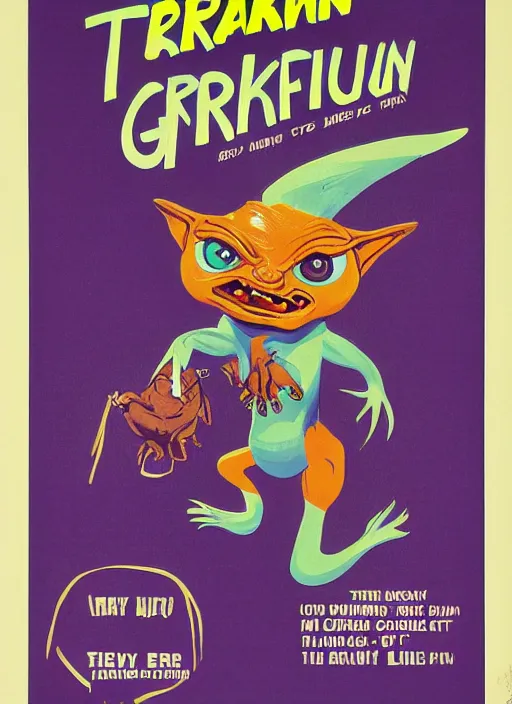 Prompt: a book with a picture of a gremlin ( 1 9 8 4 ) on it, poster art by harvey kurtzman, behance contest winner, pop surrealism, concert poster, poster art, movie poster