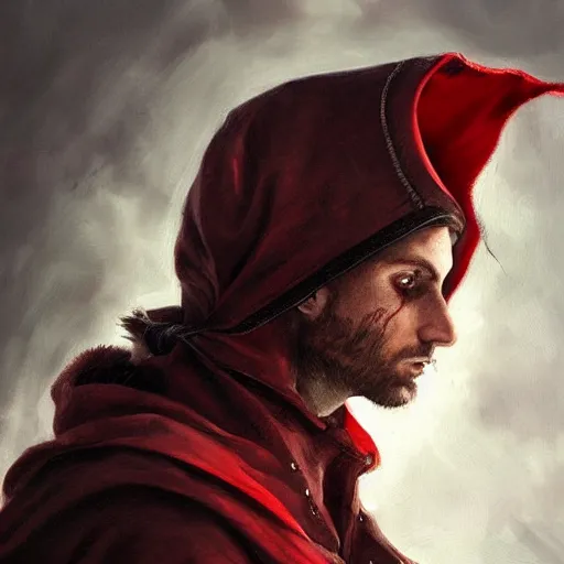 Image similar to digital _ painting _ of _ little red riding silk hood wolf slayer _ by _ filipe _ pagliuso _ and _ justin _ gerard _ unsymmetric _ ballad _ highly _ detailed _ unrealistic _ intricate _ port